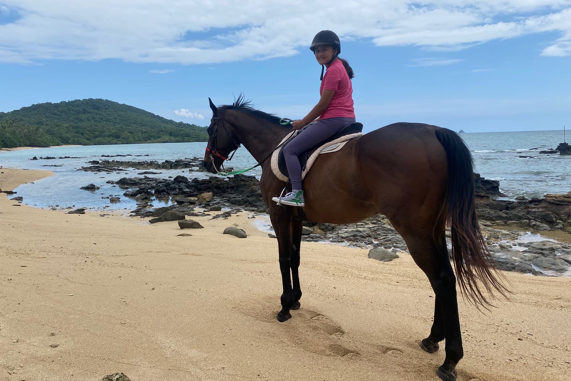Riding on the beach at Khlong Muang, the islands behind